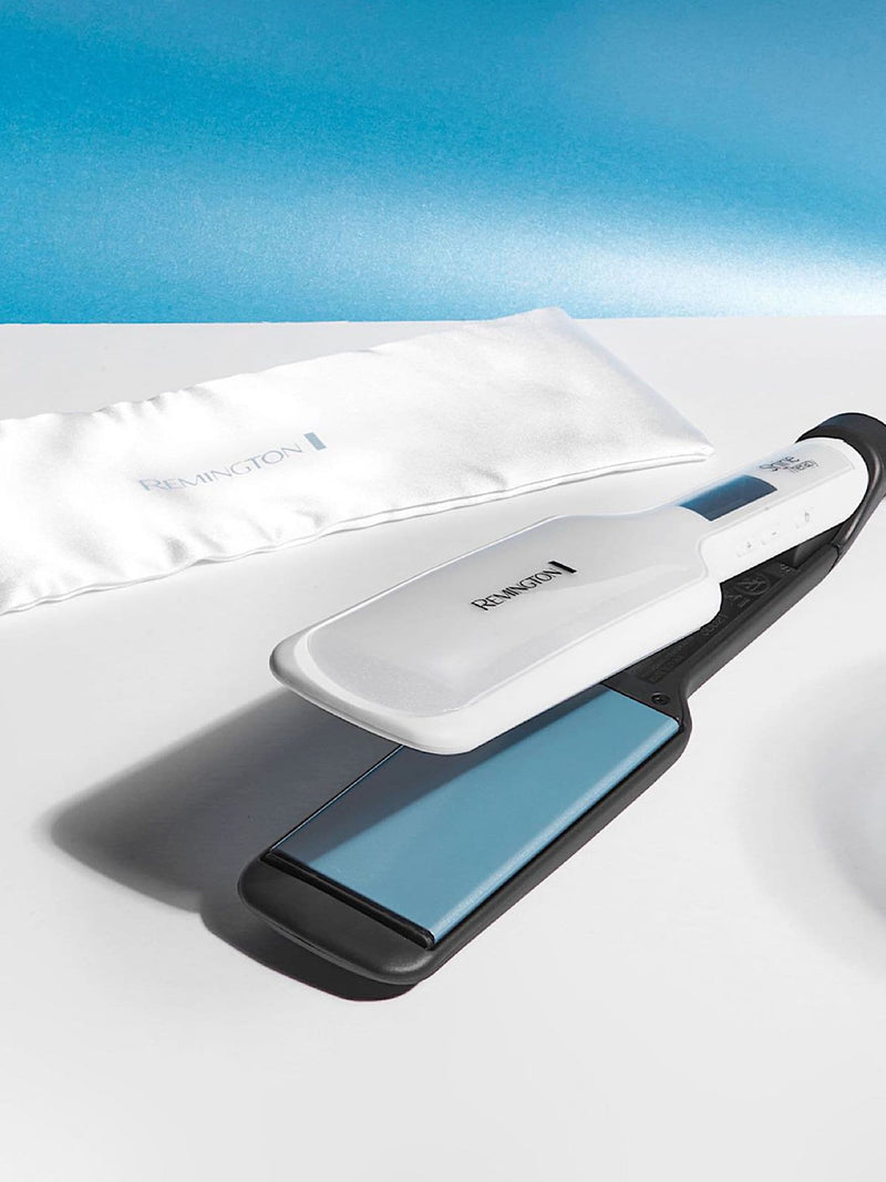 Remington Shine Therapy wide white straightener, UK version