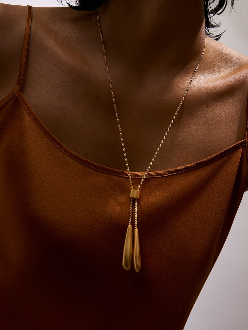Reiss Silver Tone Tova Sculpted Drop Lariat Necklace