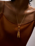 Reiss Silver Tone Tova Sculpted Drop Lariat Necklace
