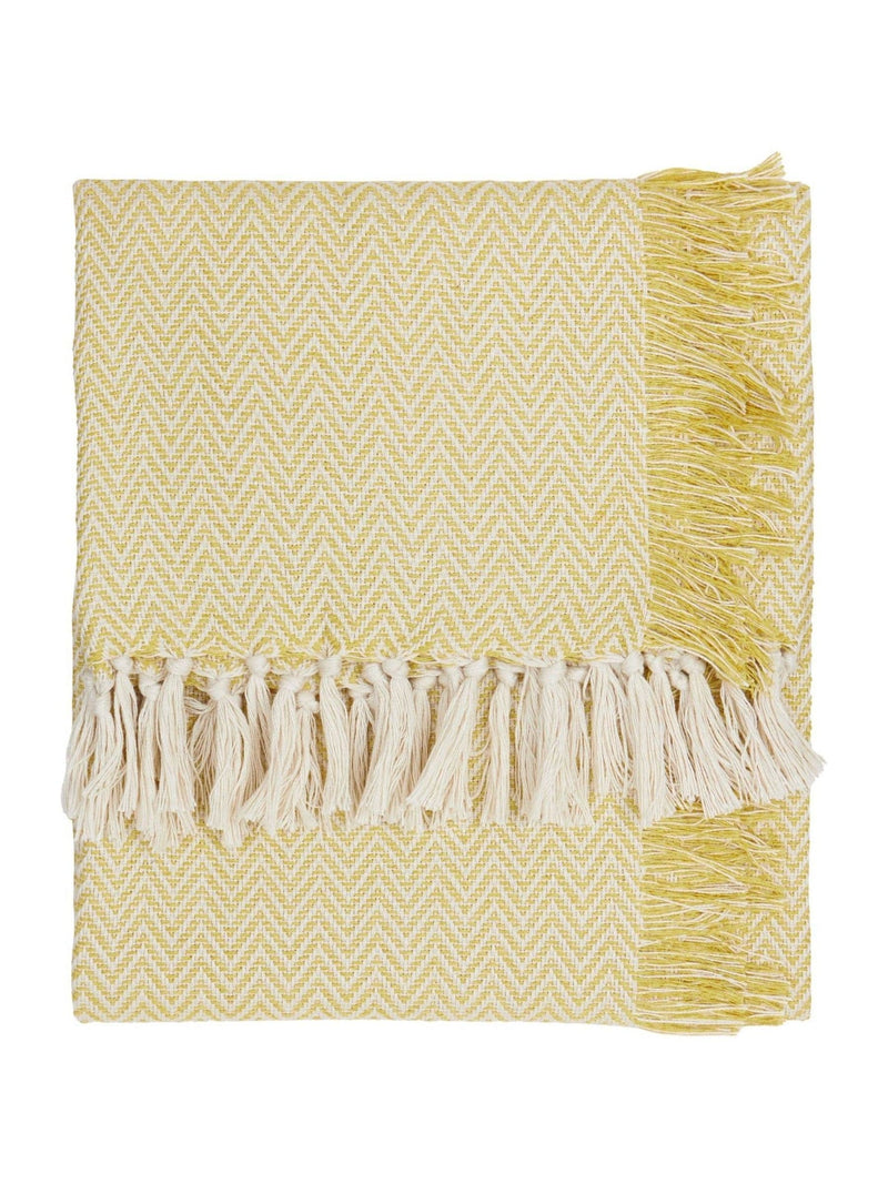 Wylder yellow Wisley woven throw 130x180 cm, imported from the UK