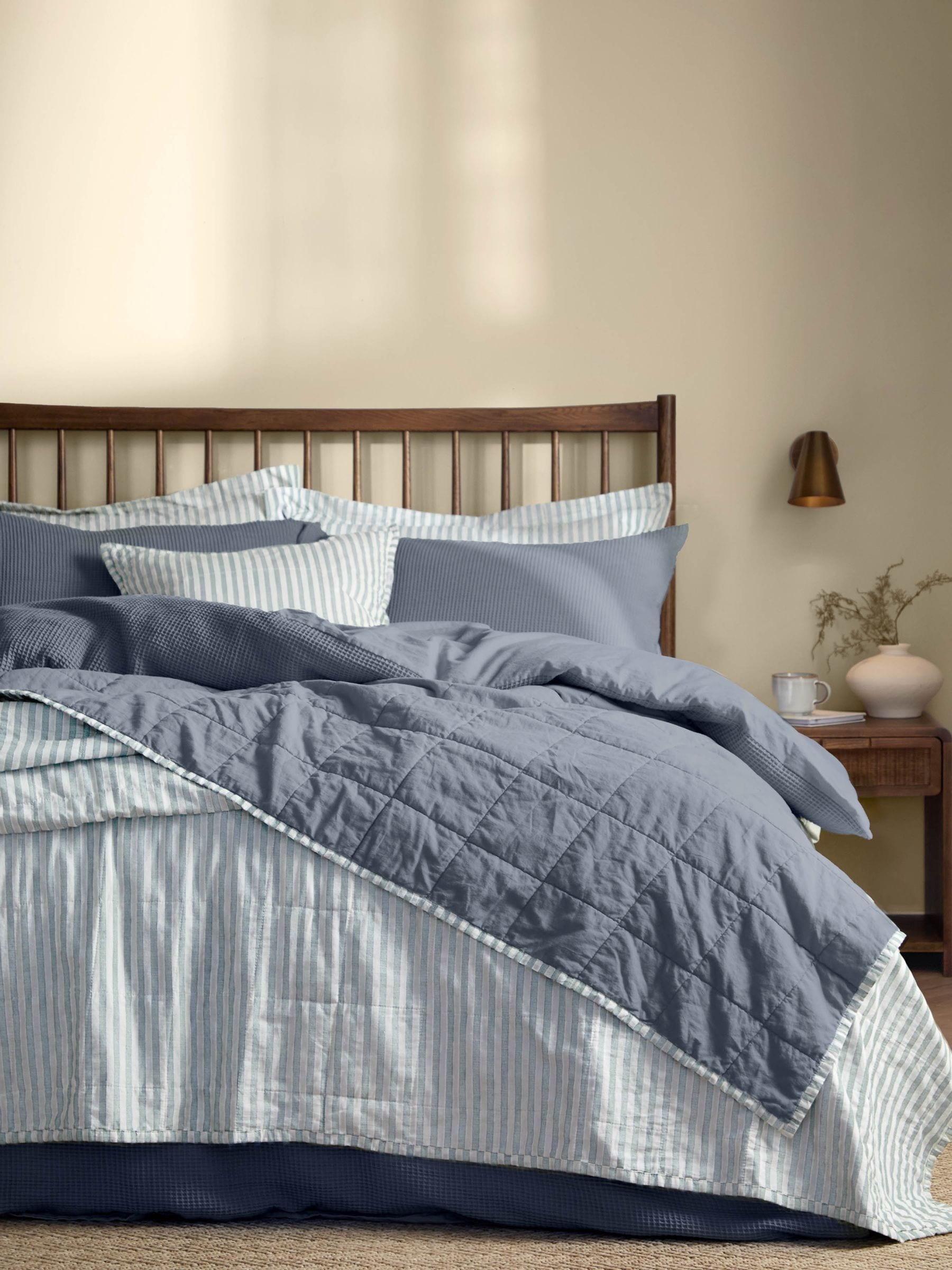 Yard Hebden stripe stonewashed cotton bedspread - British product