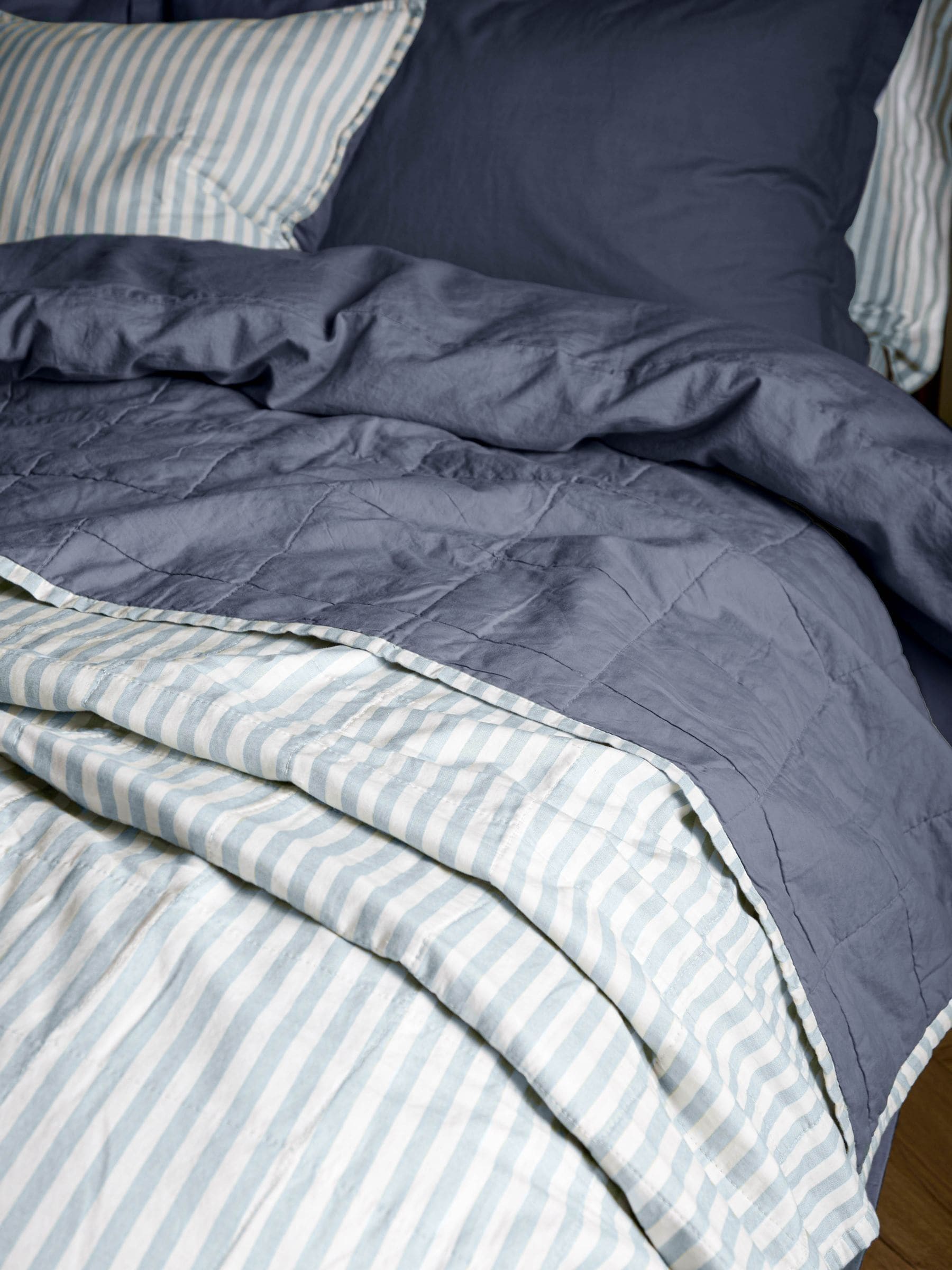 Yard Hebden stripe stonewashed cotton bedspread - British product