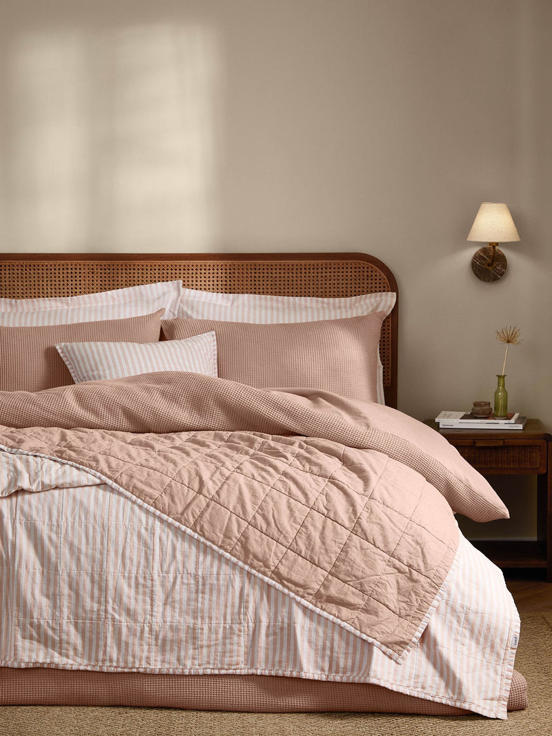 Yard Blush Hebden Stripe Stonewashed Cotton Bedspread