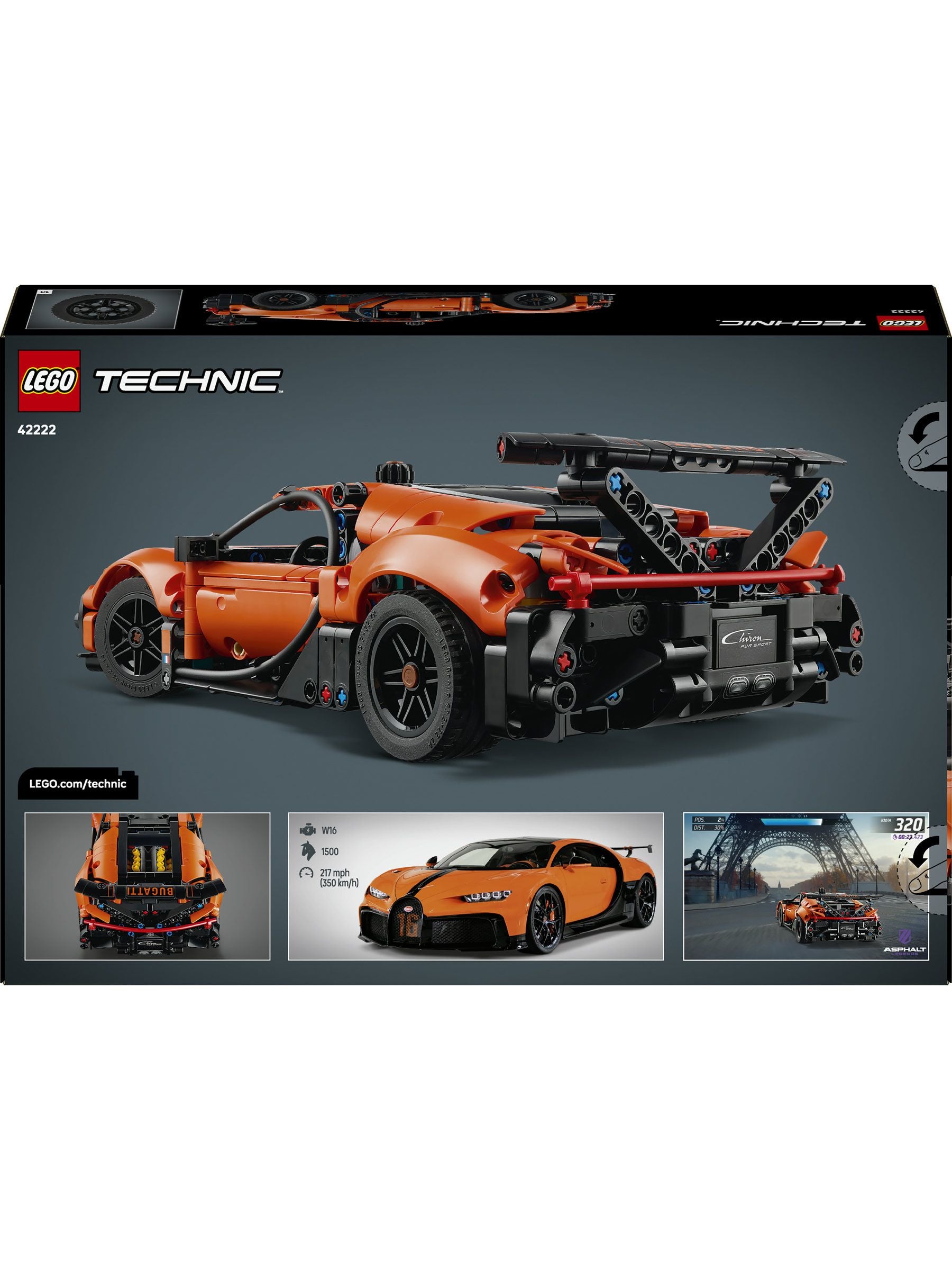 LEGO Technic Bugatti Chiron Pur Sport hypercar building set, imported from the UK