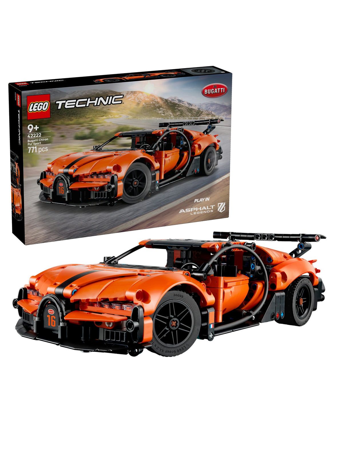 LEGO Technic Bugatti Chiron Pur Sport hypercar building set, imported from the UK