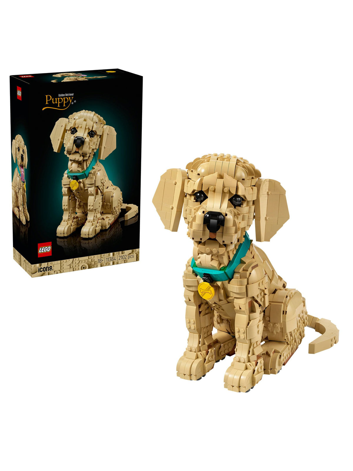LEGO Icons Golden Retriever Puppy building set 11384, imported from the UK