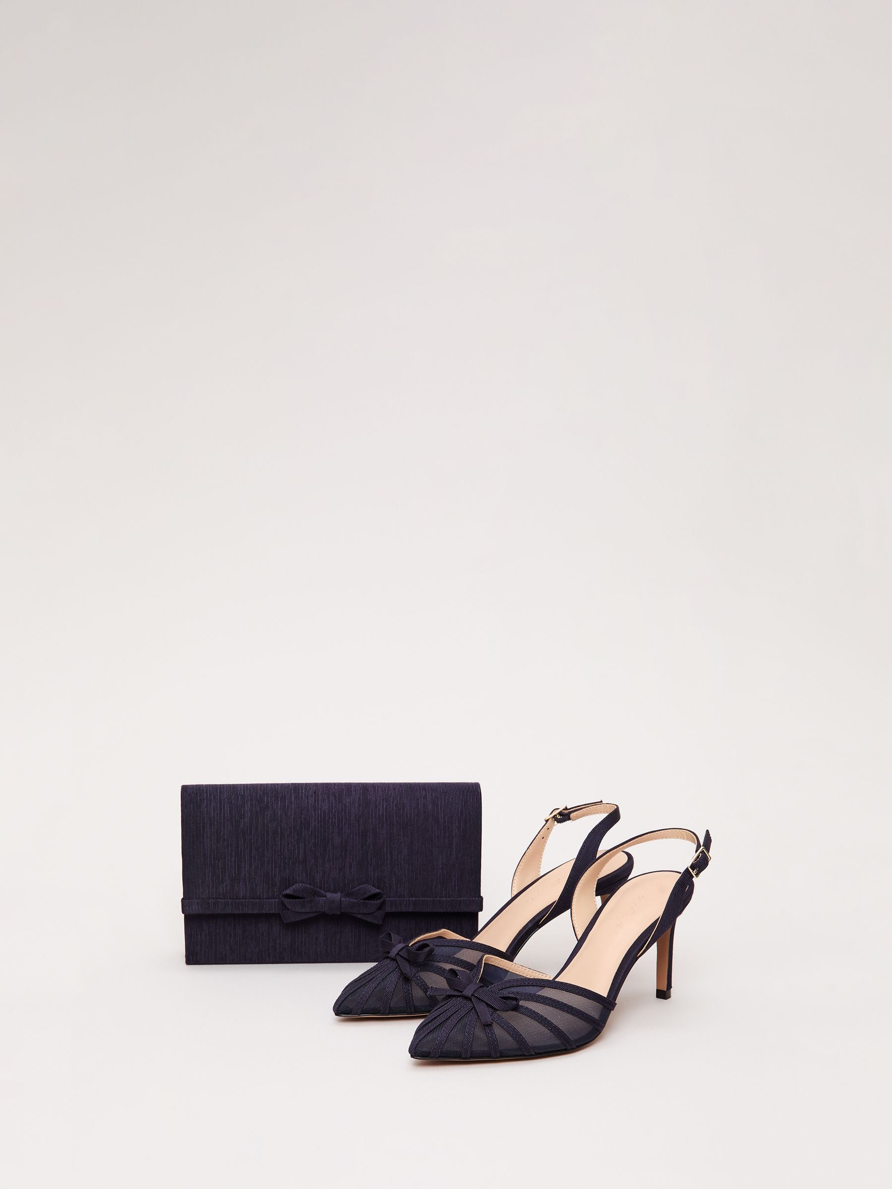 Phase Eight blue grosgrain bow clutch purse - British product