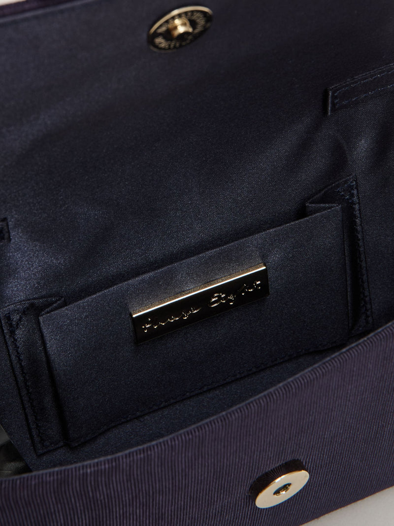Phase Eight blue grosgrain bow clutch purse - British product