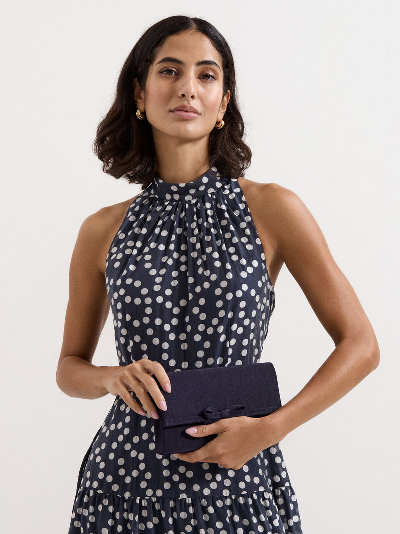 Phase Eight blue grosgrain bow clutch purse - British product