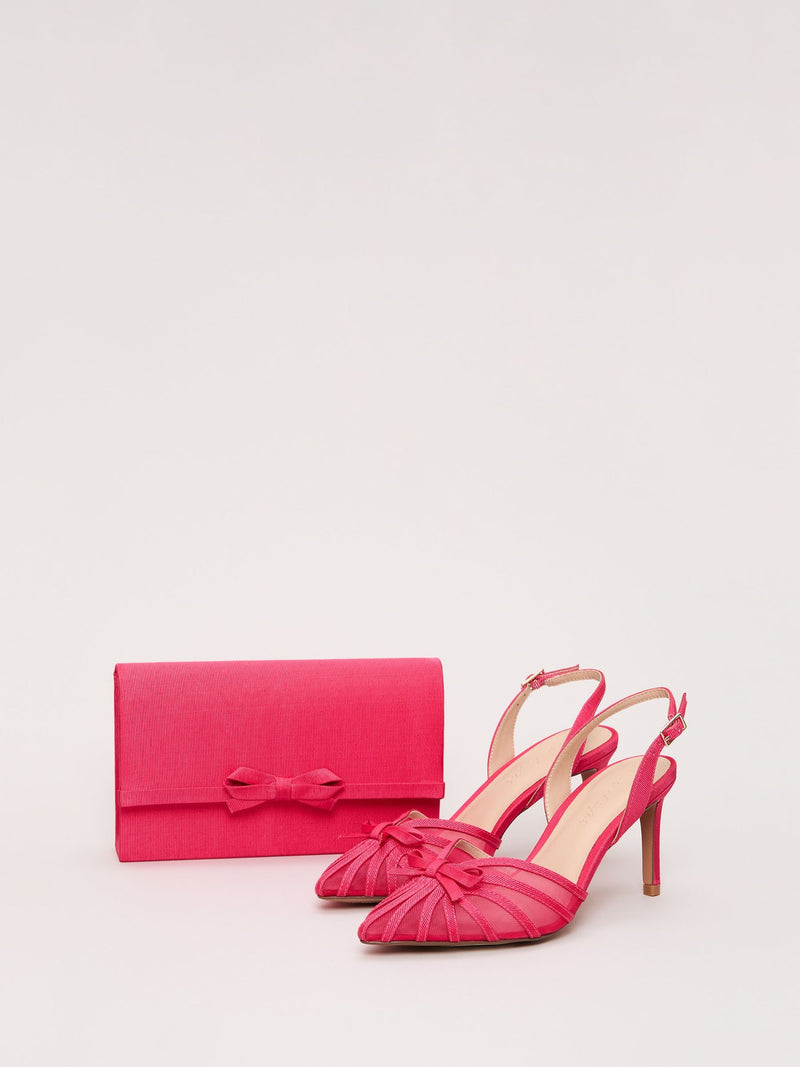 Phase Eight pink grosgrain bow clutch purse - British product