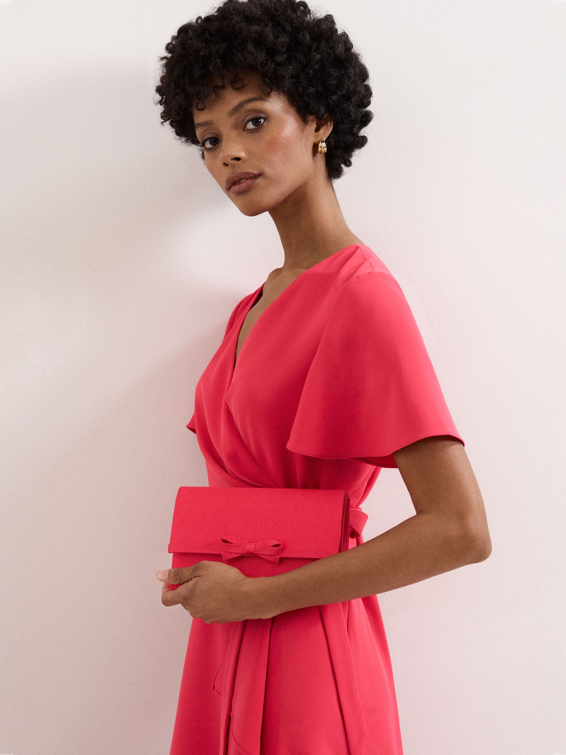 Phase Eight pink grosgrain bow clutch purse - British product