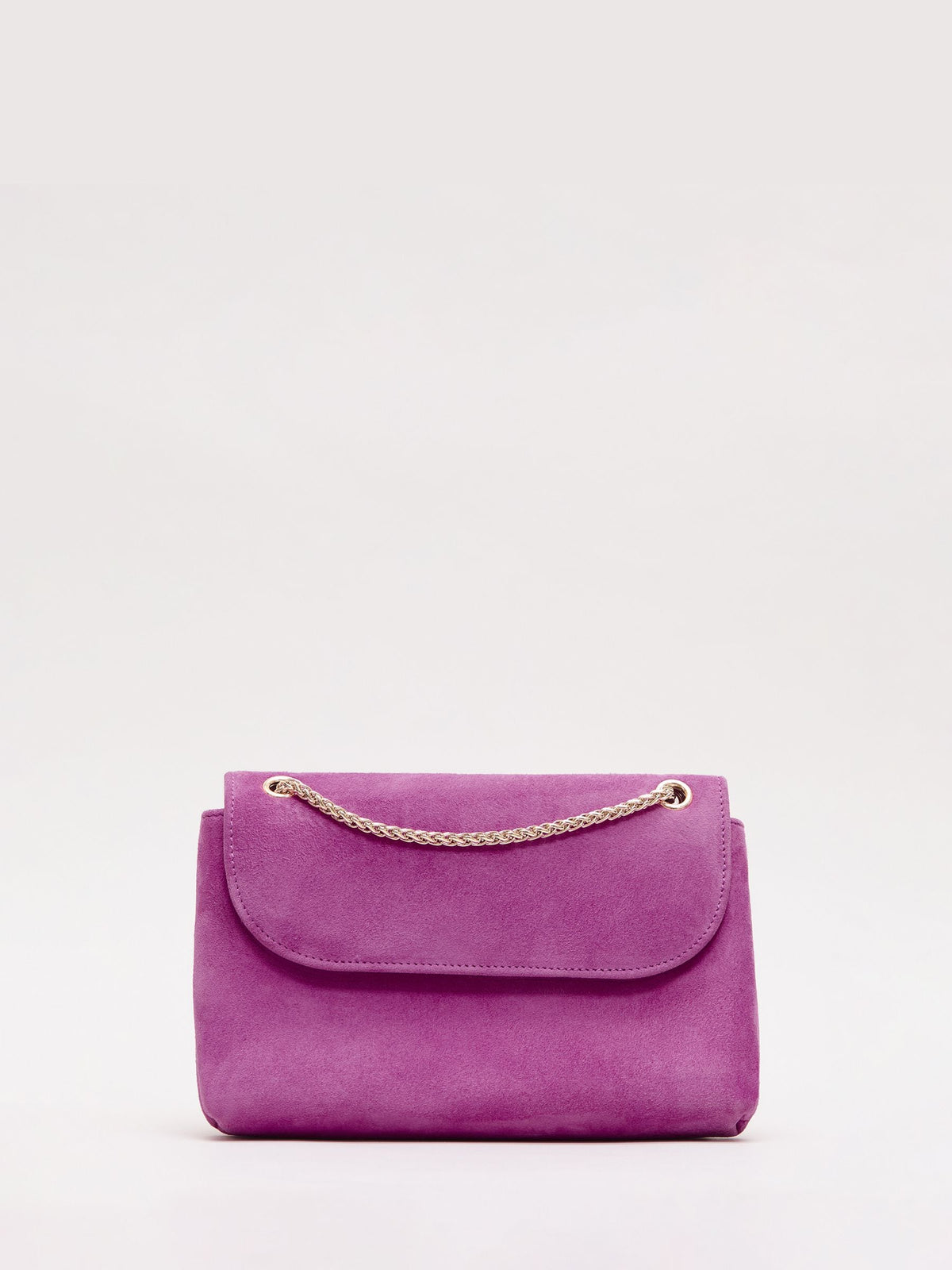 Phase Eight purple suede clutch bag with gold chain (British brand)