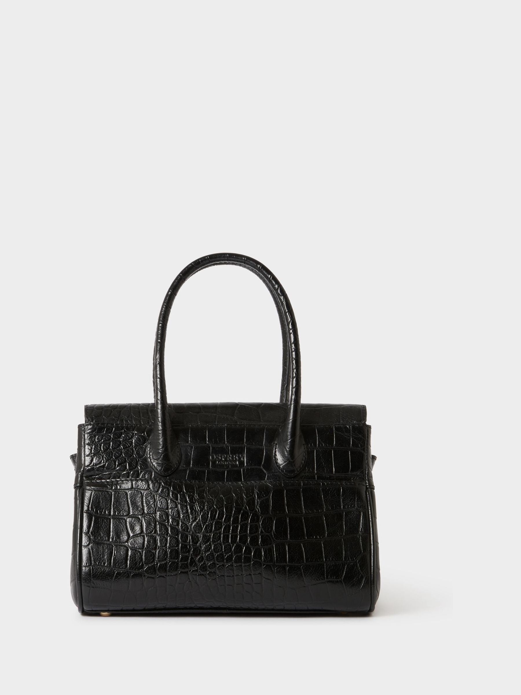 Osprey London black leather mini grab bag, UK version