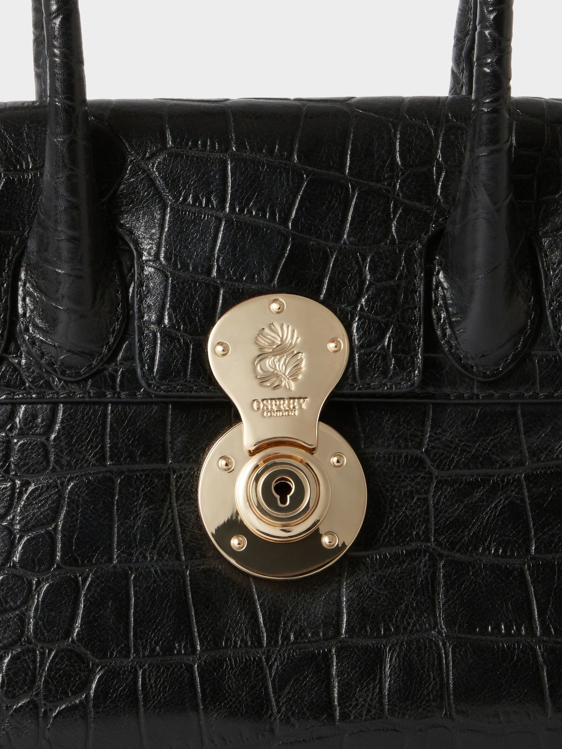Osprey London black leather mini grab bag, UK version