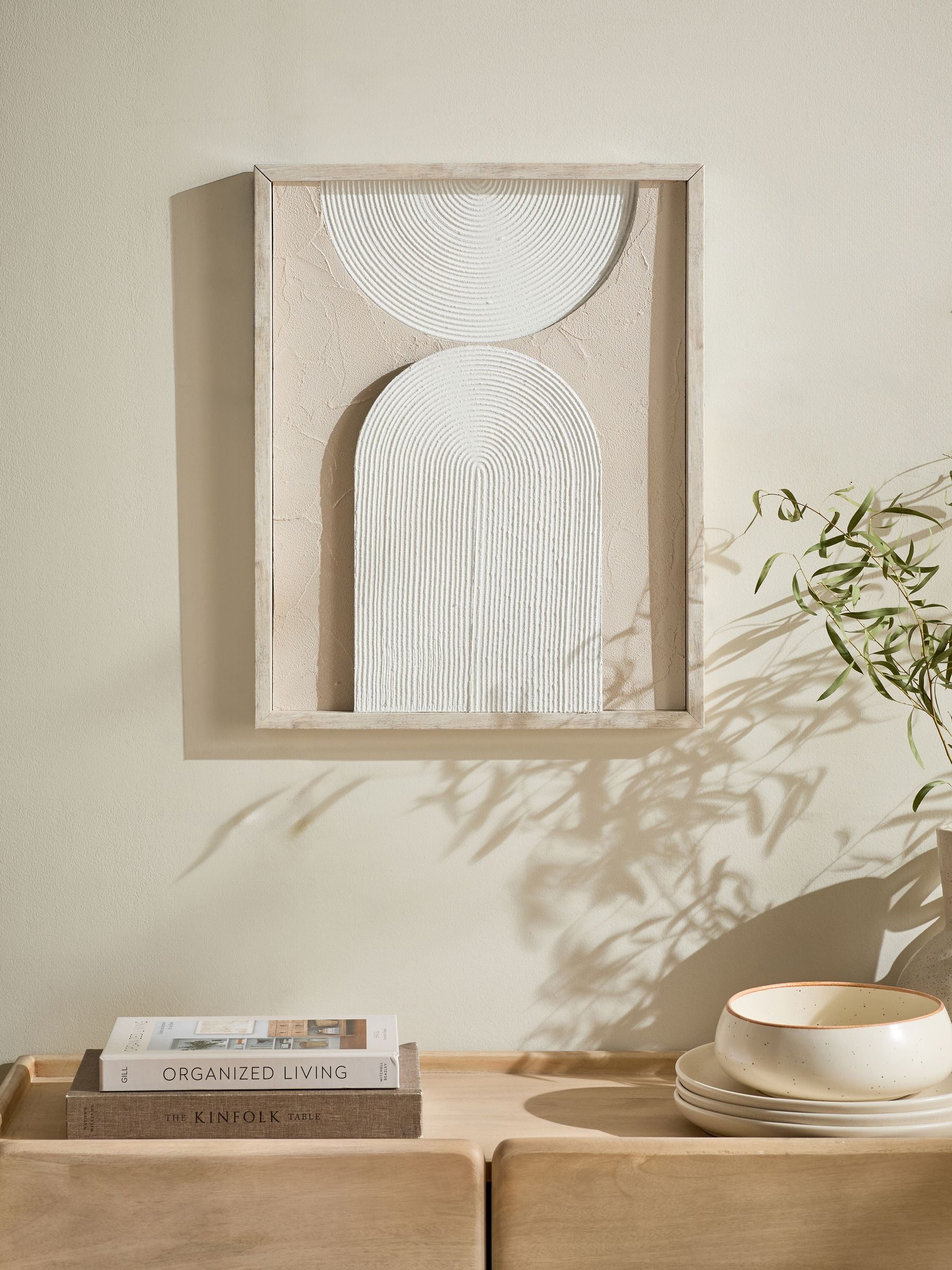 Neutral light up textured abstract wall art, imported from the UK
