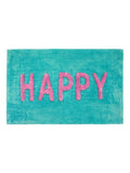 Mooky Mats turquoise pink happy slogan bath mat 50x80cm UK version