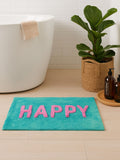 Mooky Mats turquoise pink happy slogan bath mat 50x80cm UK version