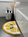 Mooky Mats Red Lemon Slice Semi Circle Bath Mat 50x80cm