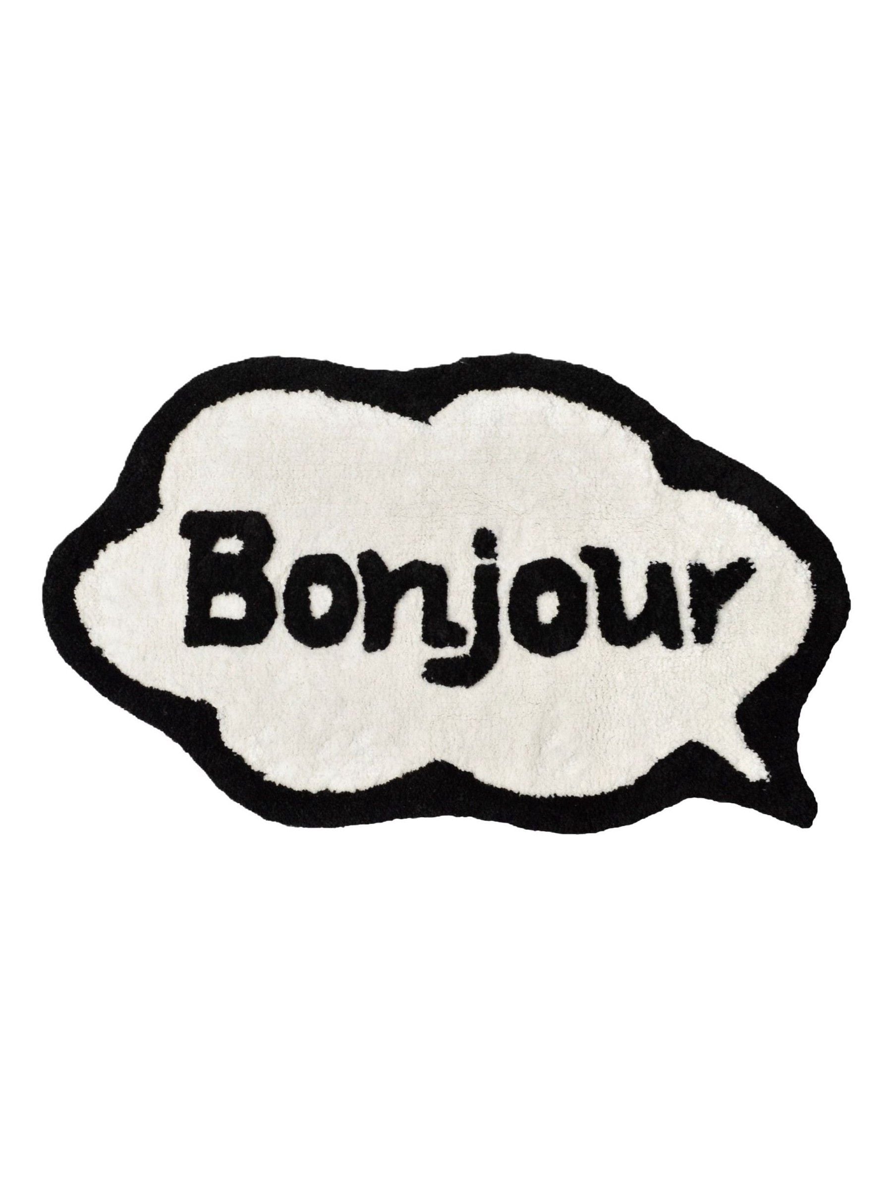 Mooky Mats Bonjour bath mat cream black 50x80cm (British brand)