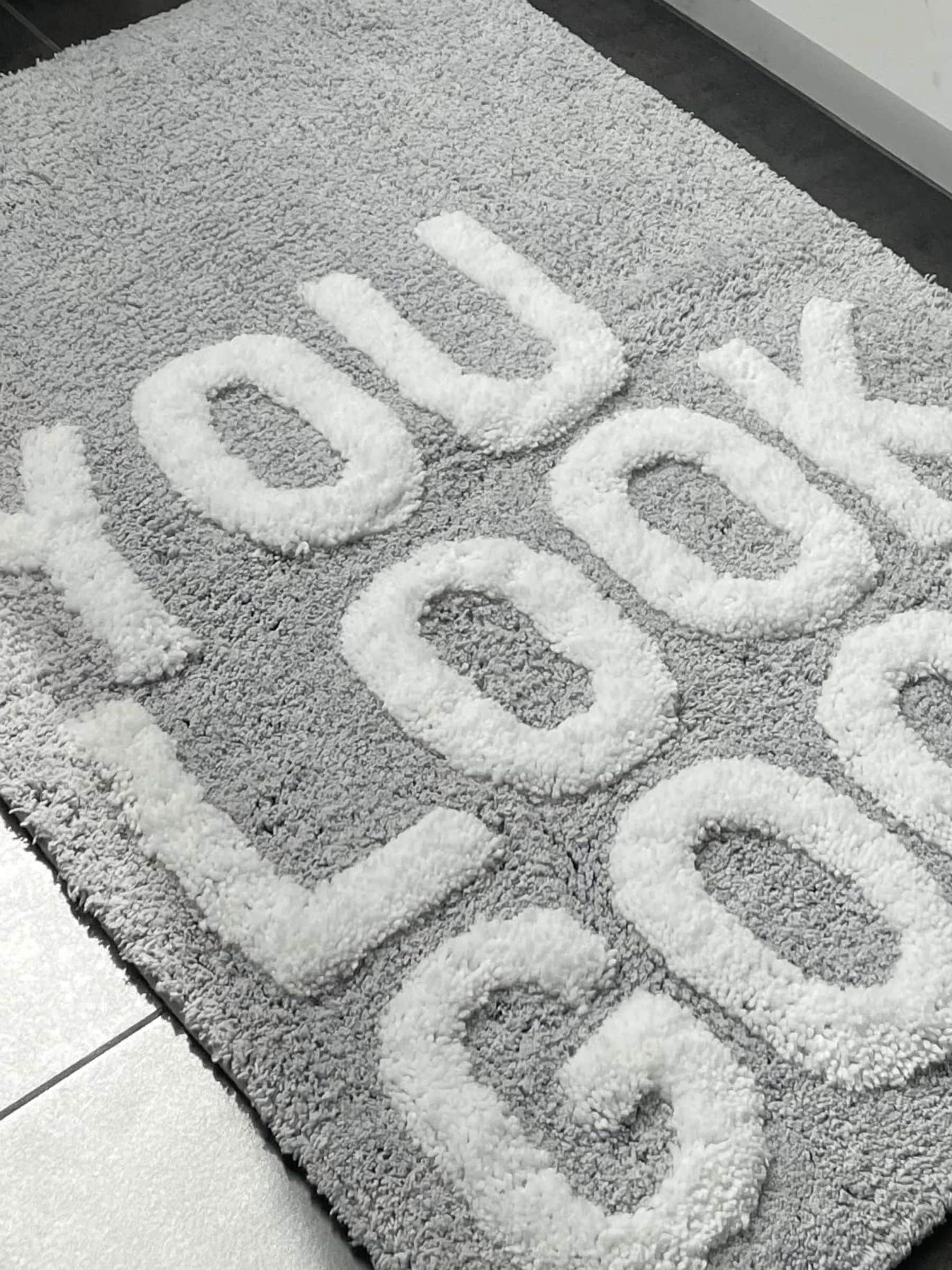 Mooky Mats grey slogan bath mat 50x80cm, imported from the UK