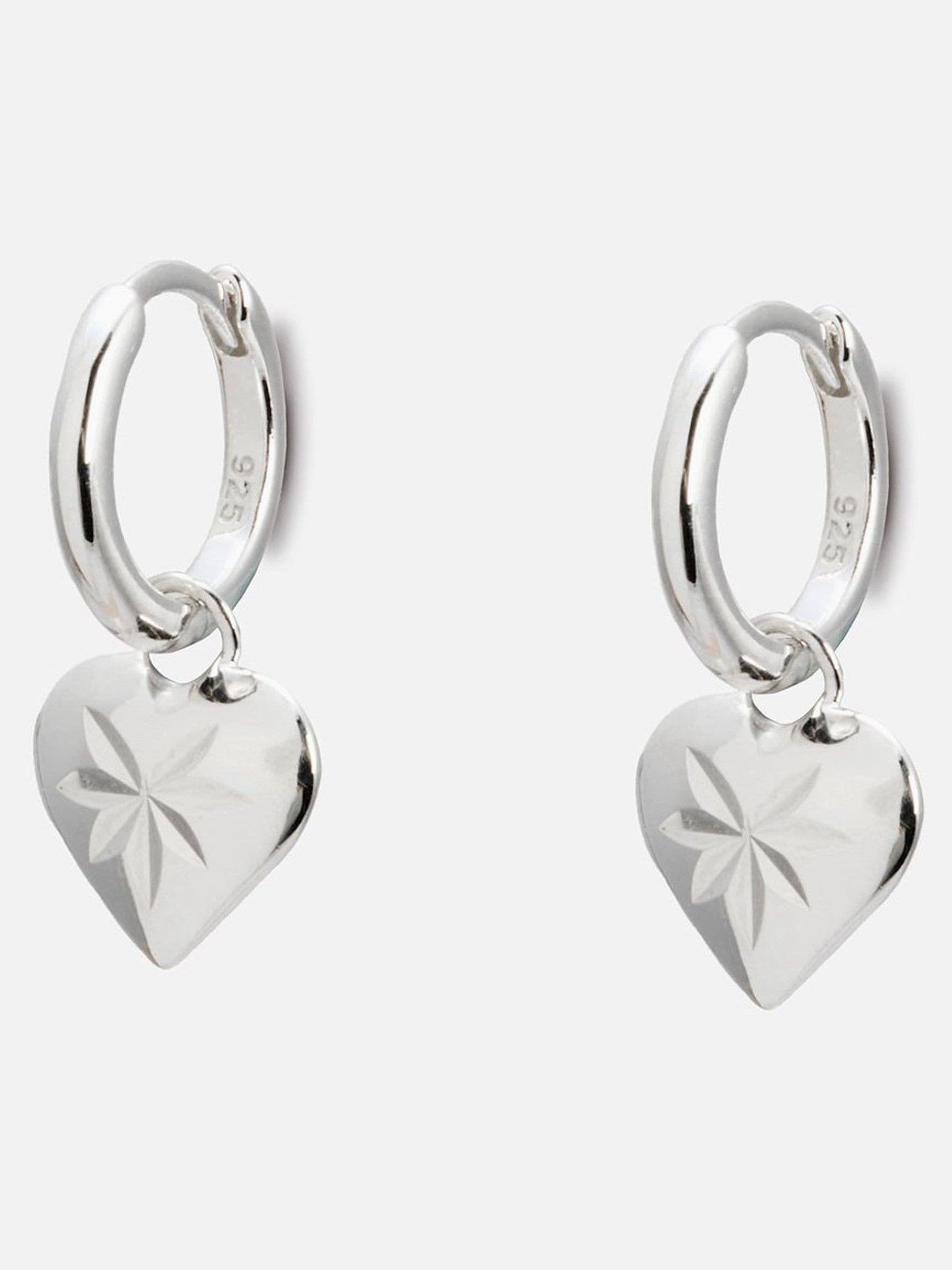Oliver Bonas Cora hoop earrings with heart charm, imported from the UK