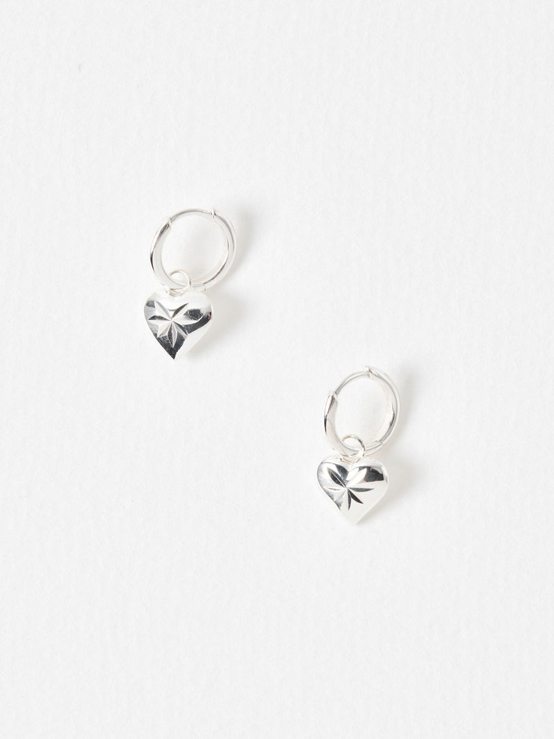 Oliver Bonas Cora hoop earrings with heart charm, imported from the UK
