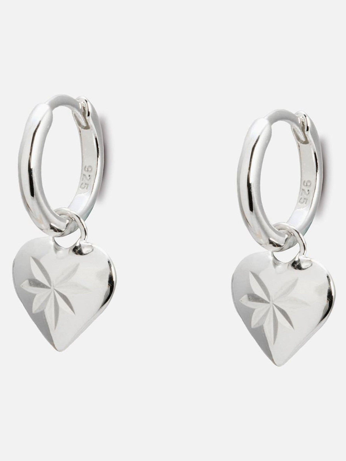 Oliver Bonas Cora hoop earrings with heart charm, imported from the UK