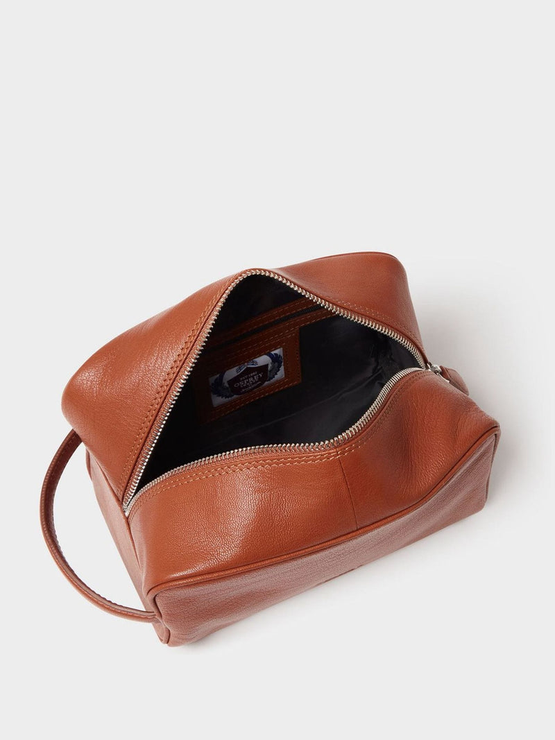 Osprey London brown The Arlington leather washbag, imported from the UK