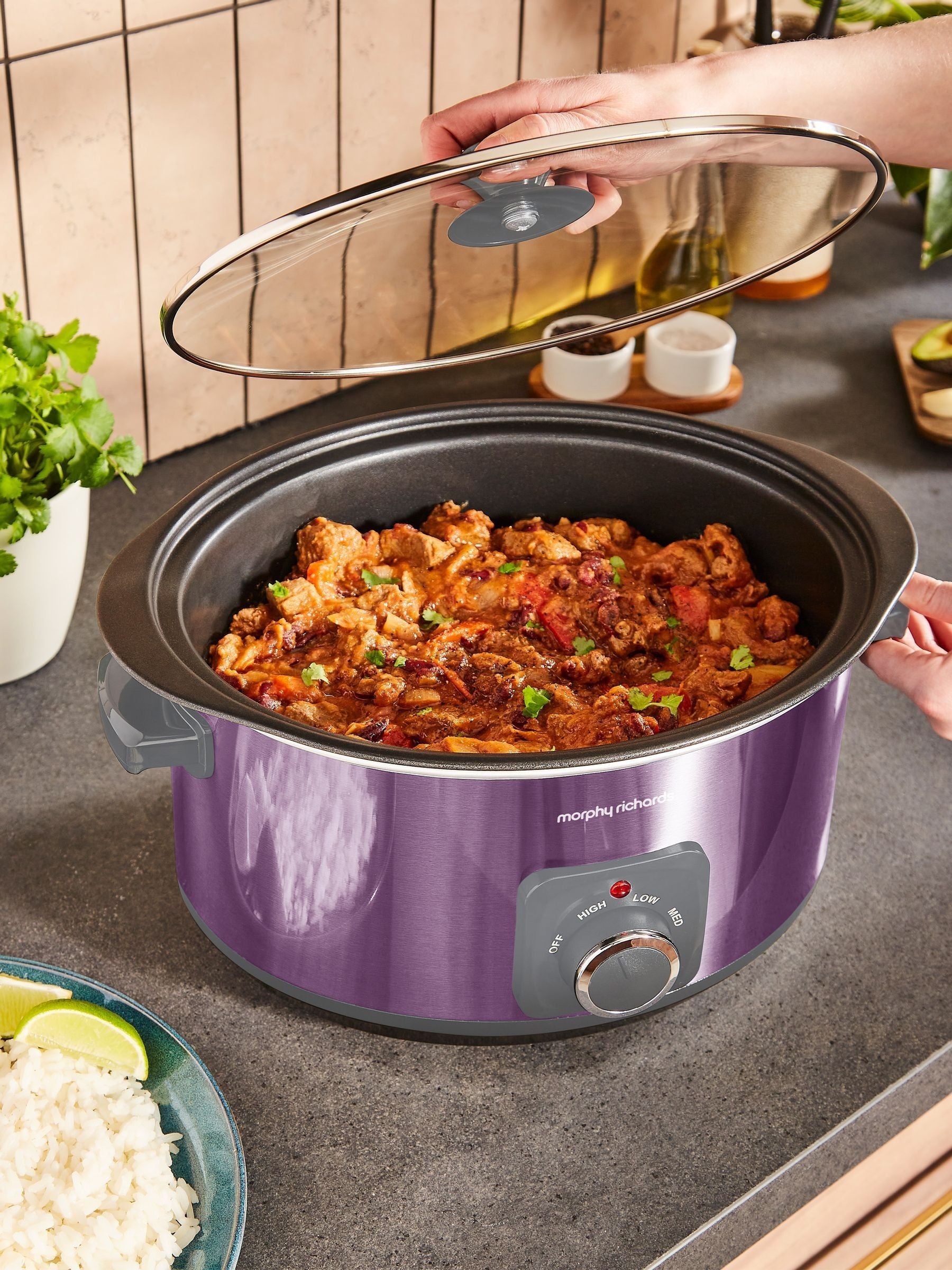 Morphy Richards Purple Accents Sear & Stew slow cooker 3.5L, UK version