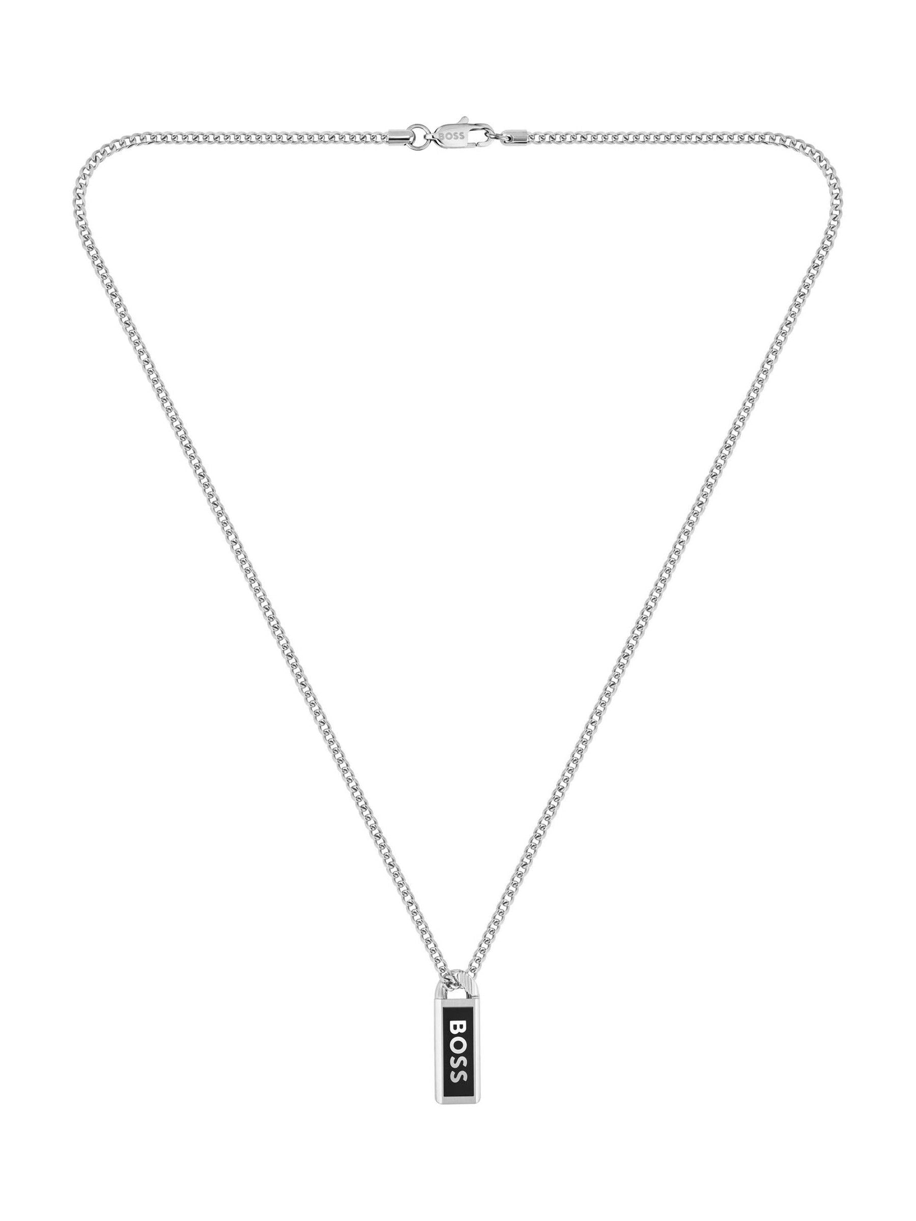 BOSS Kassy Emblem pendant necklace stainless steel black enamel - British product