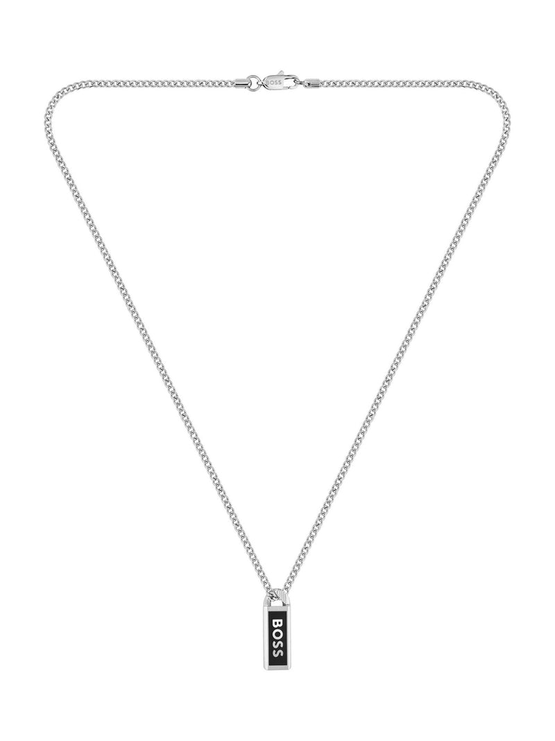 BOSS Kassy Emblem pendant necklace stainless steel black enamel - British product
