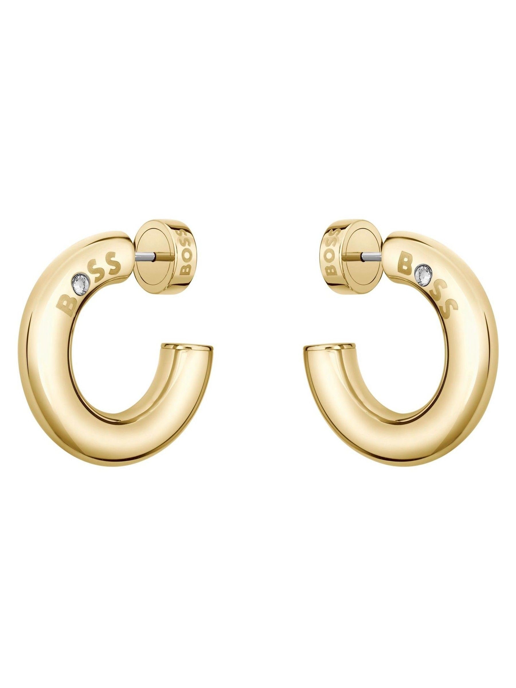 BOSS gold plated hoop earrings 25mm, imported from the UK