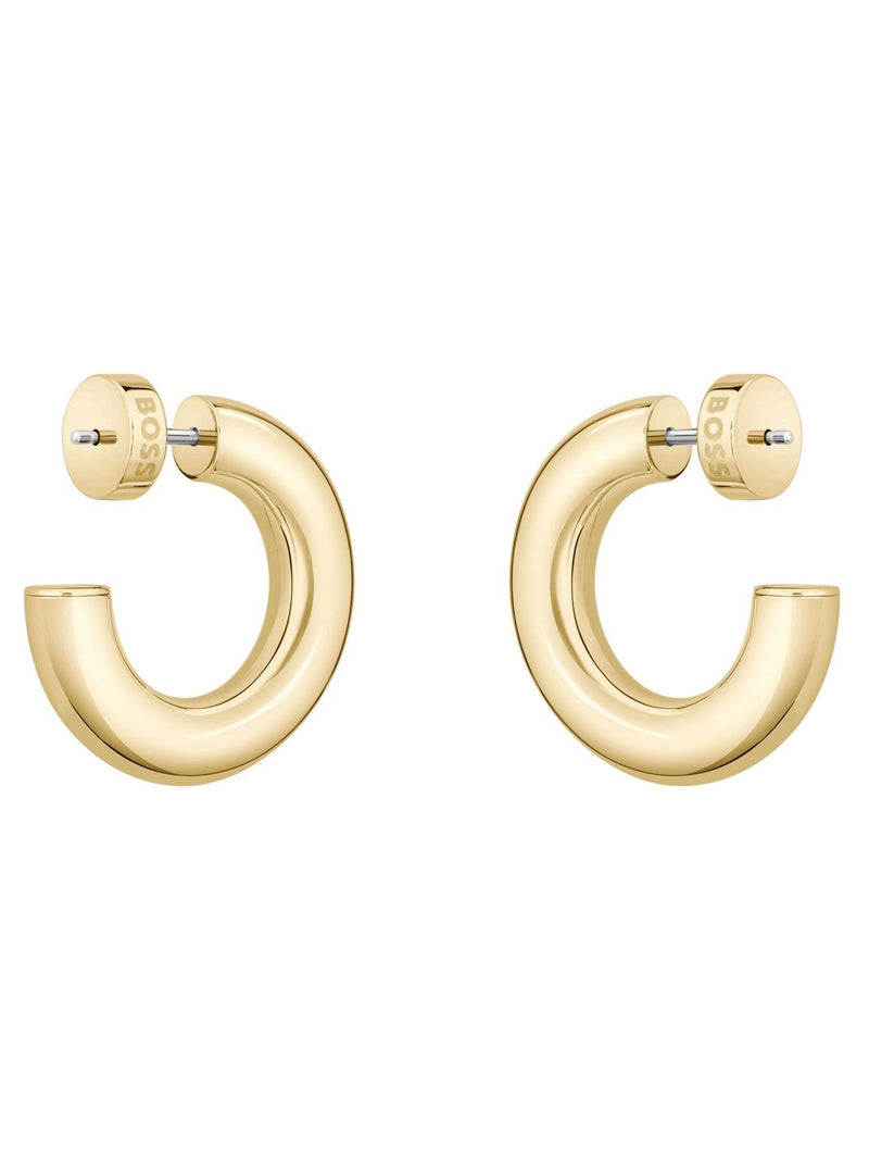 BOSS gold plated hoop earrings 25mm, imported from the UK