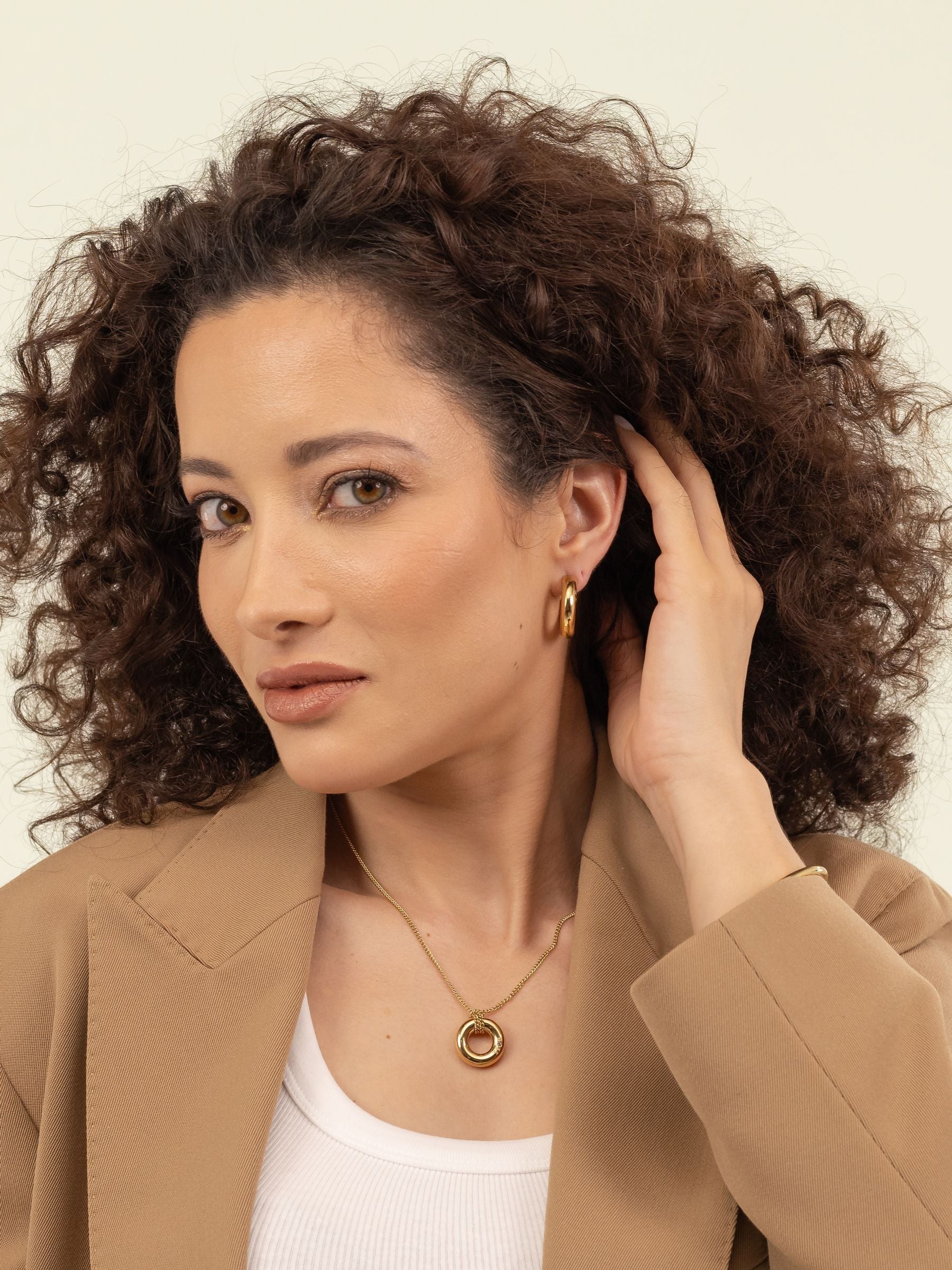 BOSS gold plated hoop earrings 25mm, imported from the UK