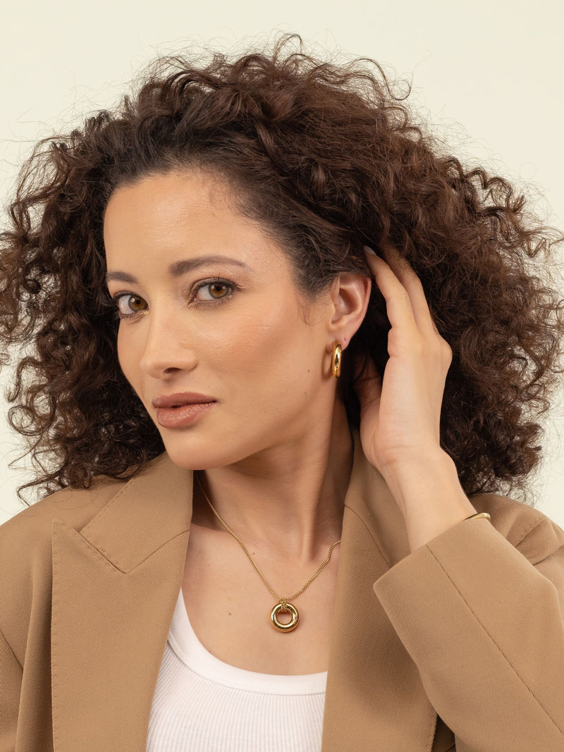 BOSS gold plated hoop earrings 25mm, imported from the UK