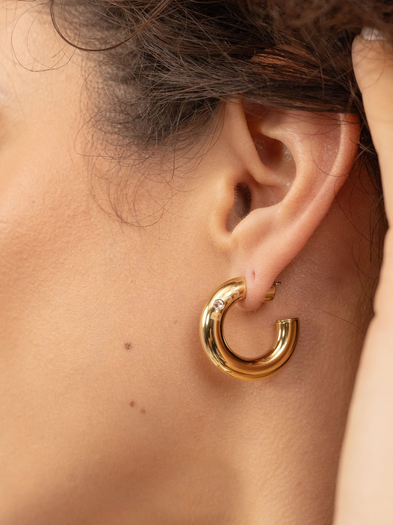 BOSS gold plated hoop earrings 25mm, imported from the UK