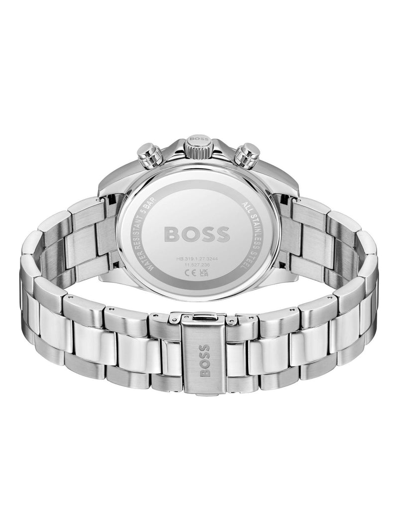 BOSS Hero stainless steel bracelet watch with green dial, UK version