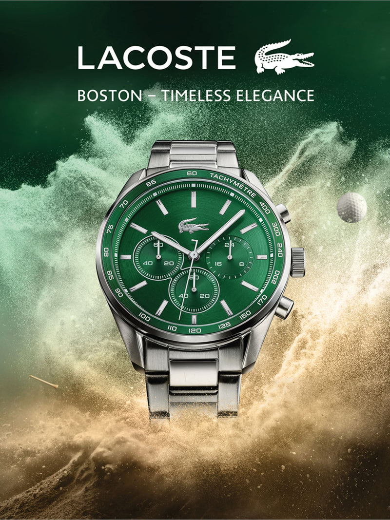 Lacoste Boston chronograph watch silver tone, imported from the UK