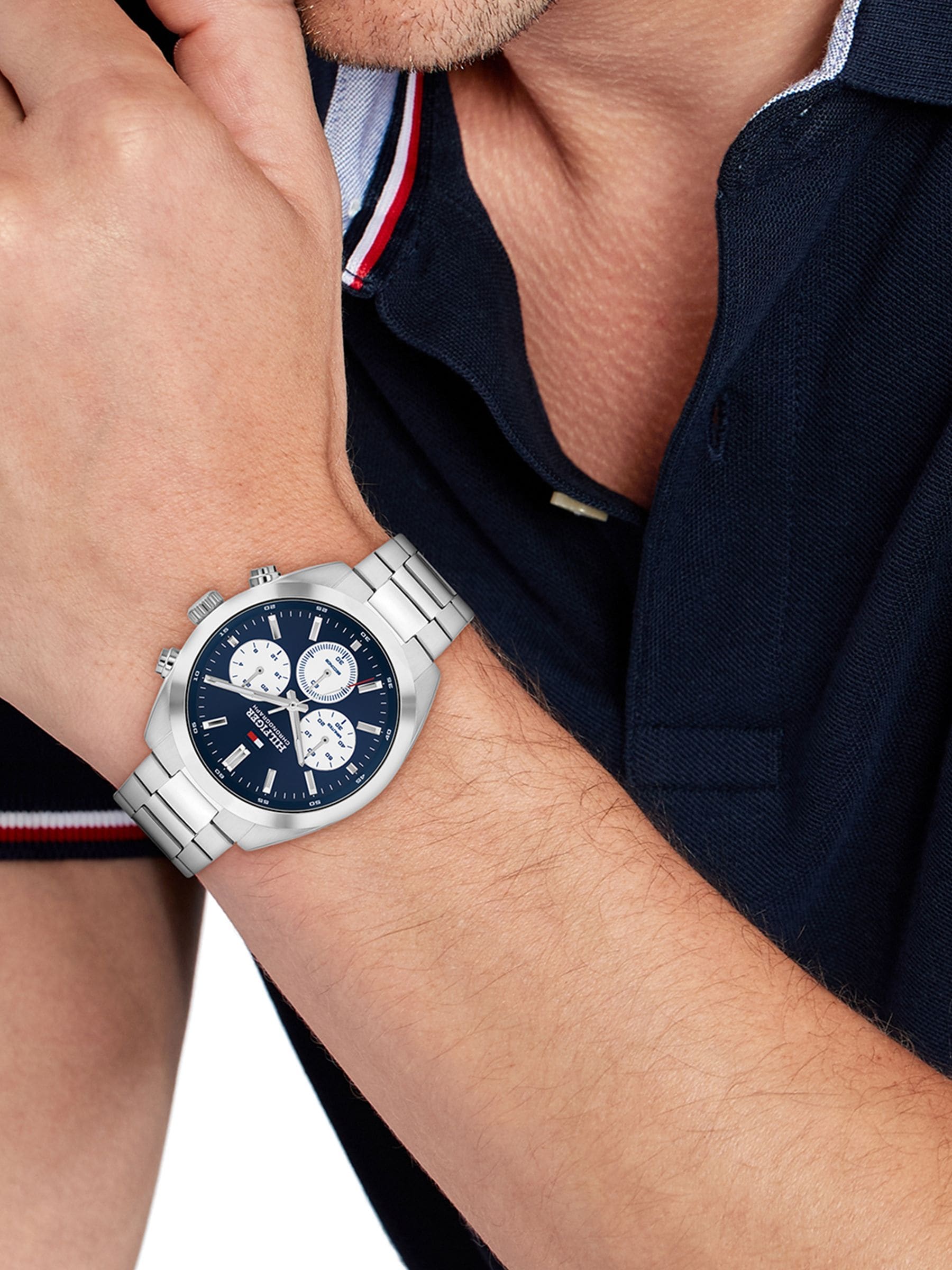 Tommy Hilfiger silver tone stainless steel bracelet watch 40mm, imported from the UK