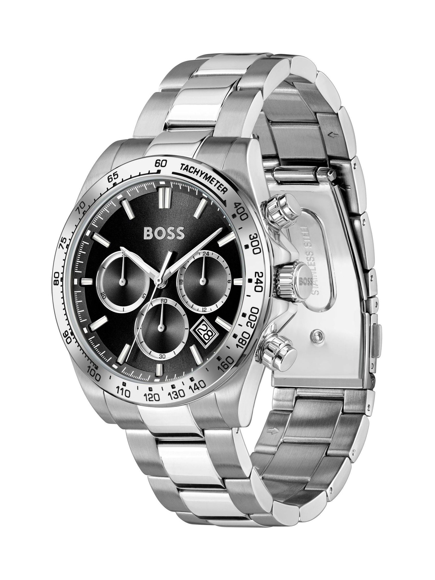 BOSS Troper chronograph watch blue dial 44mm stainless steel bracelet, UK version