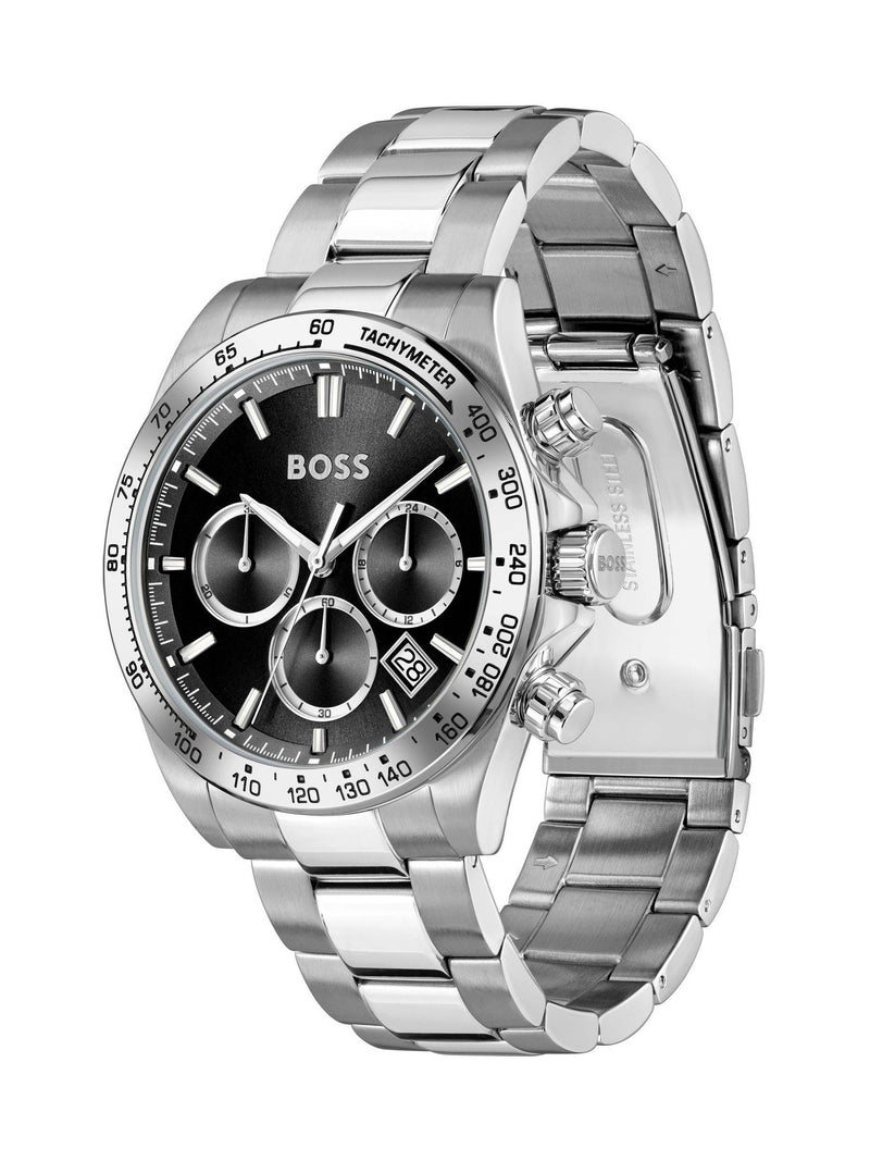 BOSS Troper chronograph watch blue dial 44mm stainless steel bracelet, UK version