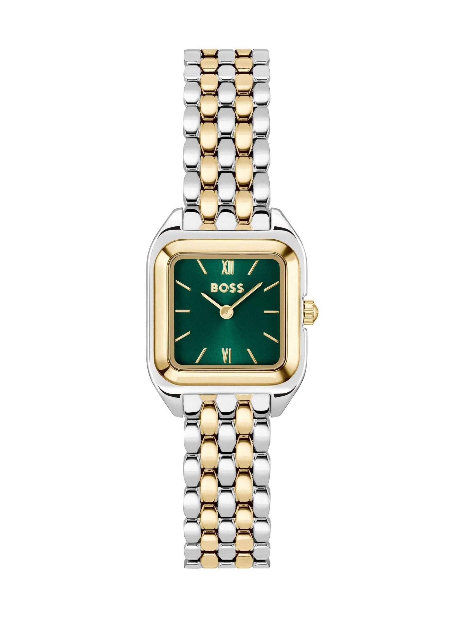 BOSS Mae Petite soft square two tone bracelet watch, UK version