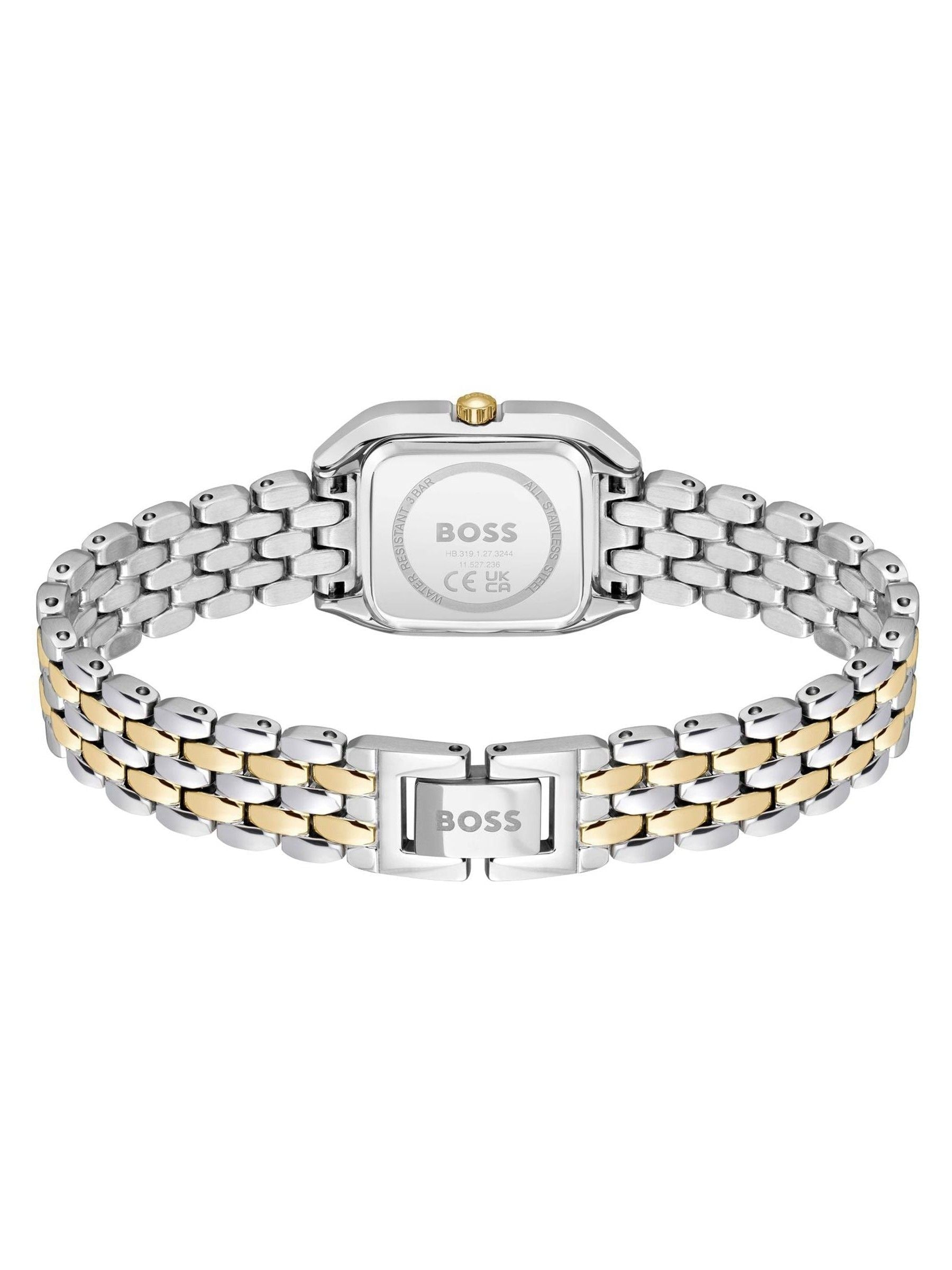 BOSS Mae Petite soft square two tone bracelet watch, UK version