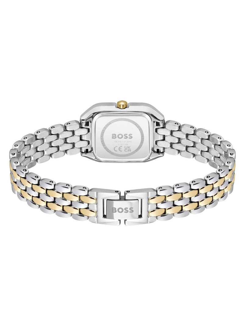 BOSS Mae Petite soft square two tone bracelet watch, UK version