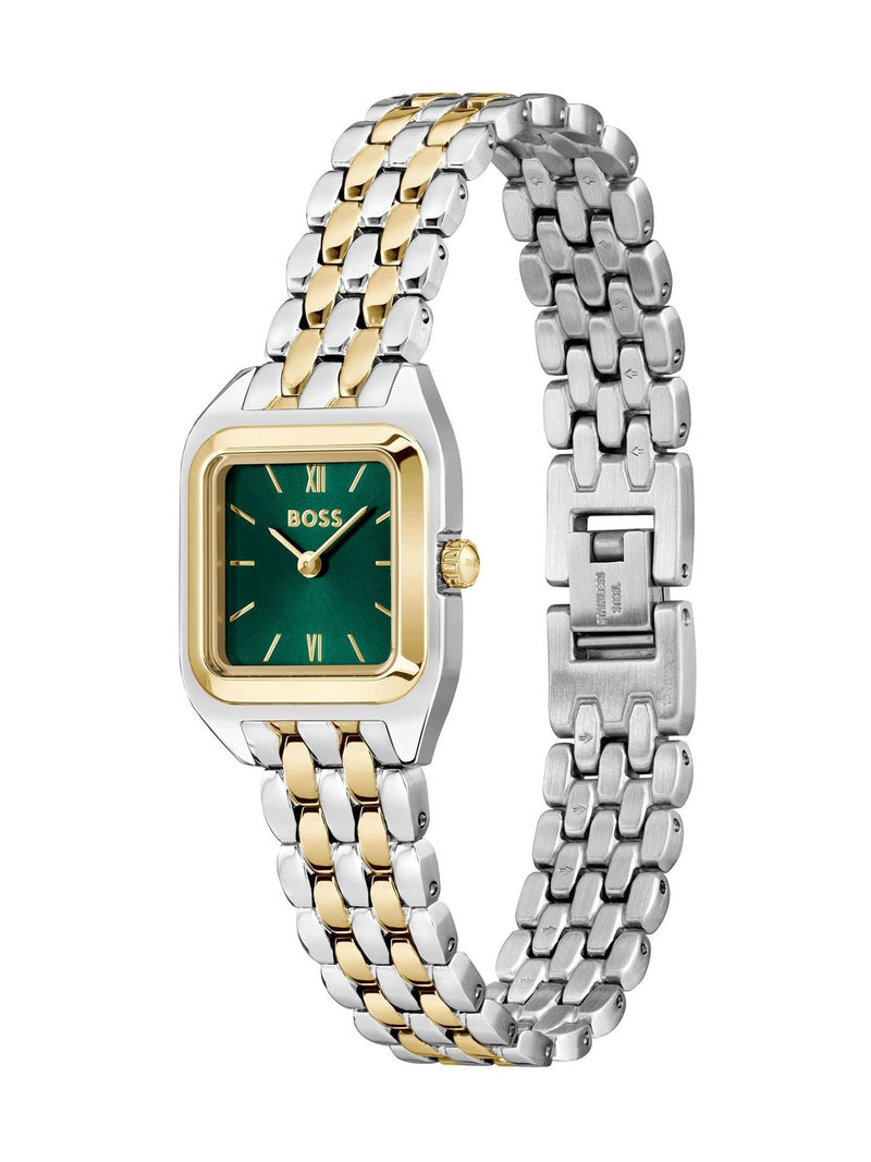BOSS Mae Petite soft square two tone bracelet watch, UK version