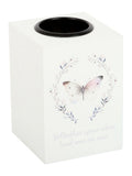 Something Different white butterflies tealight candle holder, UK version