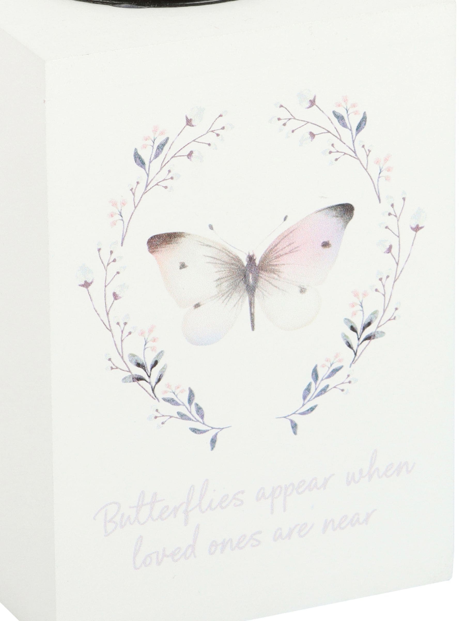 Something Different white butterflies tealight candle holder, UK version