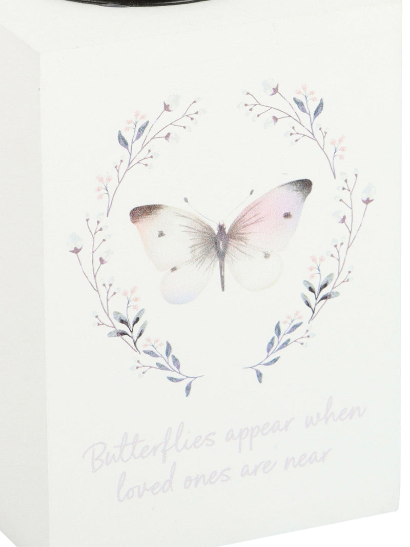 Something Different white butterflies tealight candle holder, UK version