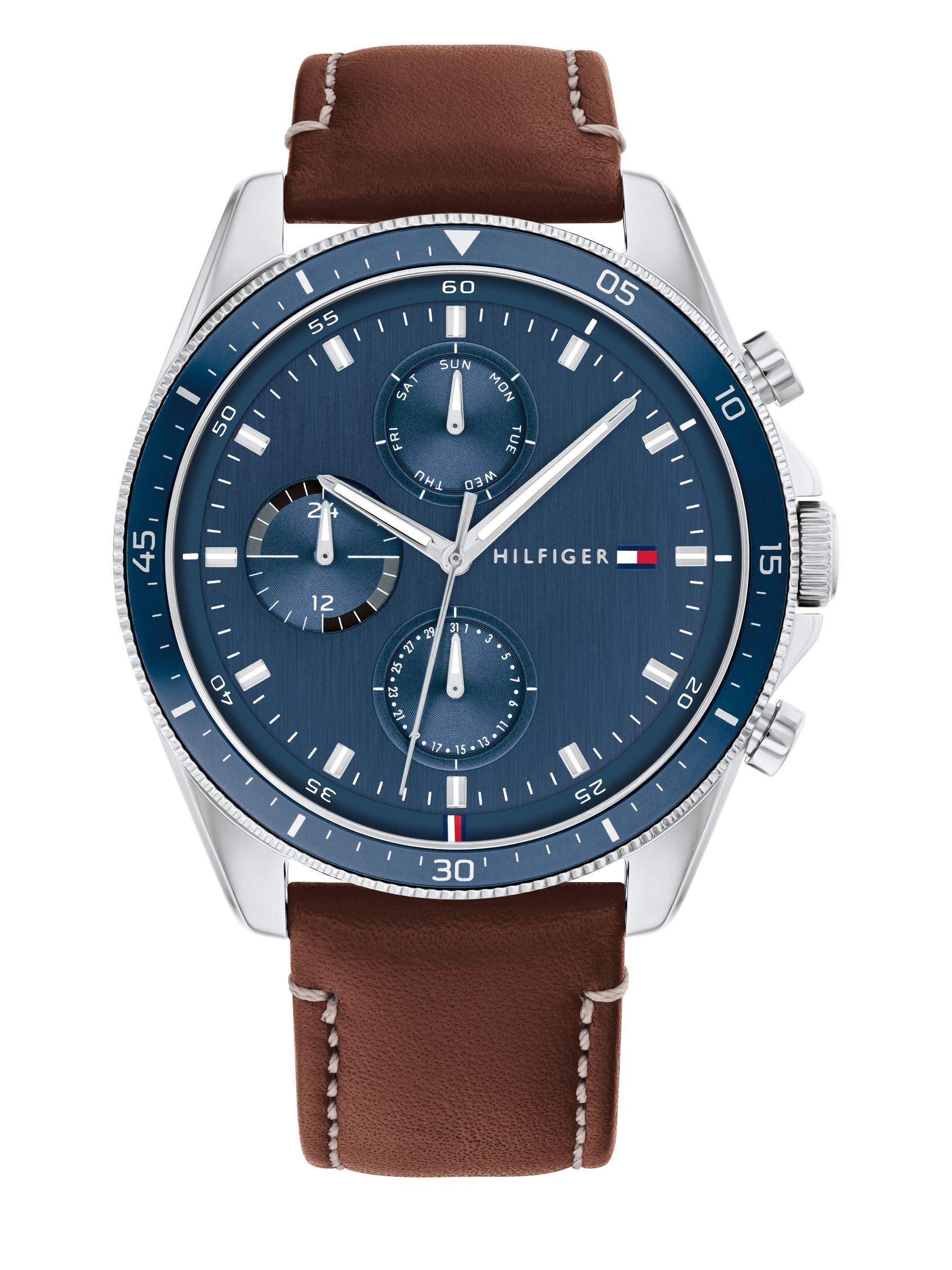 Tommy Hilfiger men's watch with brown leather strap 44mm - British product