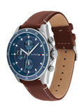 Tommy Hilfiger men's watch with brown leather strap 44mm - British product